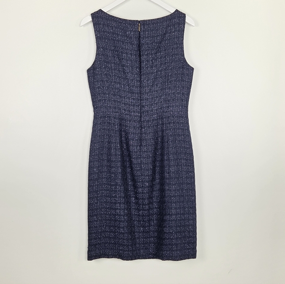 Tory Burch Jackson Shimmer Sheath Navy Dress Size 10 Style 51121437 - Picture 9 of 12